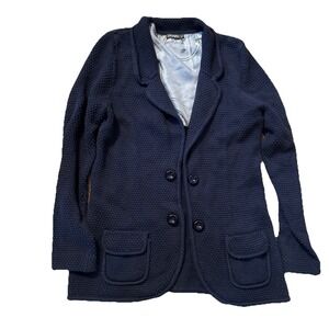 J McLaughlin Textured Boucle Knit Open Front Cardigan Jacket Womens Navy S
